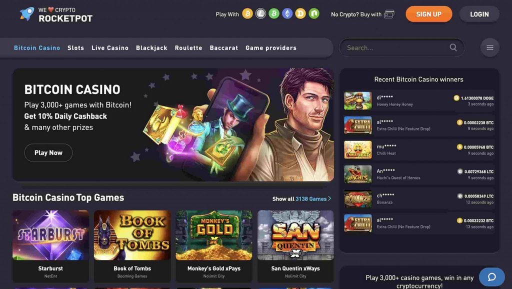 Recensione del casinò Rocketpot - Punteggi di esperti e giocatori 