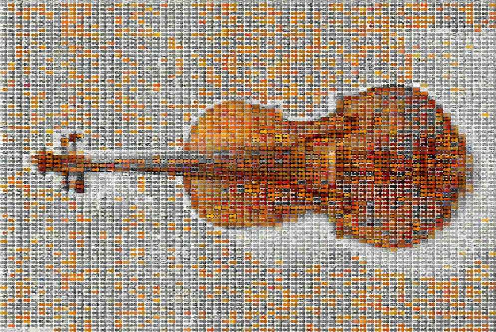 A mosaic of more than 5,000 violin images that the researcher examined in the study.